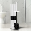 image:imageBROOKSTONE Toilet Brush and Holder Set for Bathroom with Splash Guard for Deep Cleaning Compact and Space Saving Stylish Toilet Bowl Cleaners ChromeWhite With Stripe