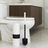 image:imageBROOKSTONE Toilet Brush and Holder Set for Bathroom with Splash Guard for Deep Cleaning Compact and Space Saving Stylish Toilet Bowl Cleaners ChromeWhite With Stripe