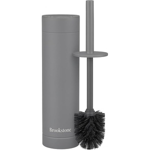 image:imageBROOKSTONE Toilet Brush and Holder Set for Bathroom with Splash Guard for Deep Cleaning Compact and Space Saving Stylish Toilet Bowl Cleaners ChromeGray
