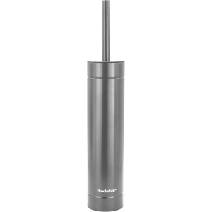 image:imageBROOKSTONE Toilet Brush and Holder Set for Bathroom with Splash Guard for Deep Cleaning Compact and Space Saving Stylish Toilet Bowl Cleaners ChromeGun Metal