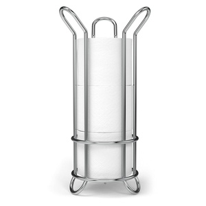 image:imageBROOKSTONE Toilet Paper Holder Stand Reserve  Free Standing Toilet Paper Stand with Storage that Holds Mega Rolls Standing Bathroom Tissue Organizer Bathroom Decor  Modern Storage Holder GoldChrome Minimal