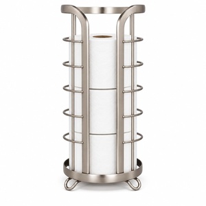 image:imageBROOKSTONE Toilet Paper Holder Stand Reserve  Free Standing Toilet Paper Stand with Storage that Holds Mega Rolls Standing Bathroom Tissue Organizer Bathroom Decor  Modern Storage Holder GoldNickel