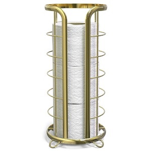 image:imageBROOKSTONE Toilet Paper Holder Stand Reserve  Free Standing Toilet Paper Stand with Storage that Holds Mega Rolls Standing Bathroom Tissue Organizer Bathroom Decor  Modern Storage Holder BlackGold