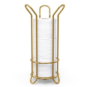image:imageBROOKSTONE Toilet Paper Holder Stand Reserve  Free Standing Toilet Paper Stand with Storage that Holds Mega Rolls Standing Bathroom Tissue Organizer Bathroom Decor  Modern Storage Holder GoldGold Minimal