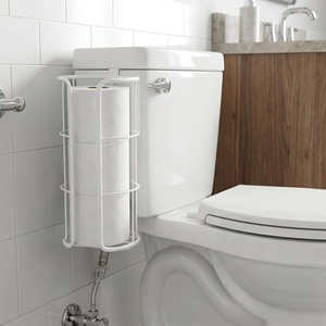 image:imageBROOKSTONE Toilet Paper Holder Stand Reserve  Free Standing Toilet Paper Stand with Storage that Holds Mega Rolls Standing Bathroom Tissue Organizer Bathroom Decor  Modern Storage Holder GoldMatte White