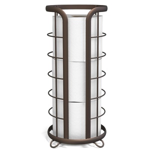 image:imageBROOKSTONE Toilet Paper Holder Stand Reserve  Free Standing Toilet Paper Stand with Storage that Holds Mega Rolls Standing Bathroom Tissue Organizer Bathroom Decor  Modern Storage Holder GoldBronze