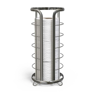 image:imageBROOKSTONE Toilet Paper Holder Stand Reserve  Free Standing Toilet Paper Stand with Storage that Holds Mega Rolls Standing Bathroom Tissue Organizer Bathroom Decor  Modern Storage Holder GoldChrome