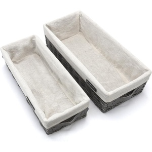 image:imageBrookstone Woven Shelf Basket Organize for Shelves Storage Basket for Organizing Home Pantry Organizers and Storage Bins  2 Pack  Dark GreyGrey Two Pack with Handles